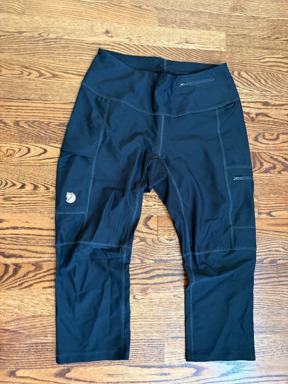 Fjallraven Abisko Trekking Black Tights 3/4 Women's Large Hiking Climbing Pants
